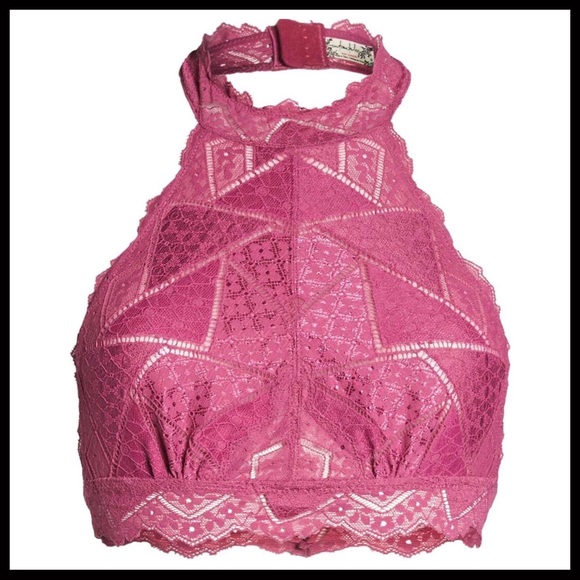 FREE PEOPLE SCALLOPED LACE BRALETTE HALTER BRA - Picture 8 of 8